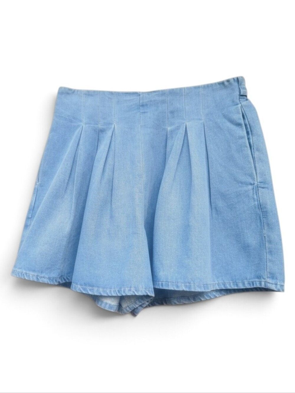 Klesis Pleated Denim Skort High Rise Liight Blue Size Medium